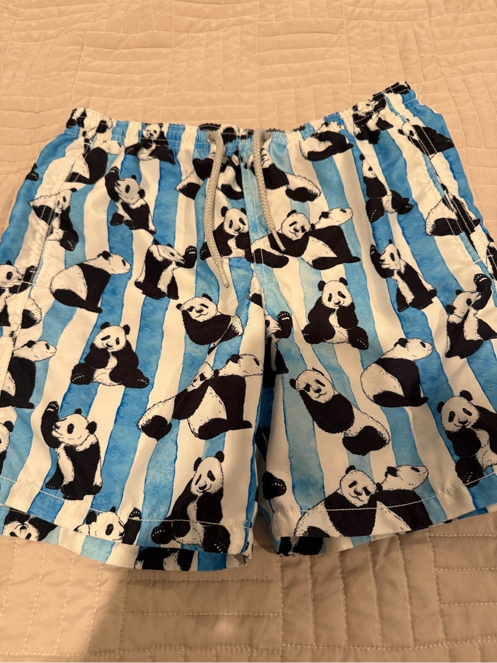 MC2 Saint Barth Kids Blue, White & Black Panda Swim Trunks